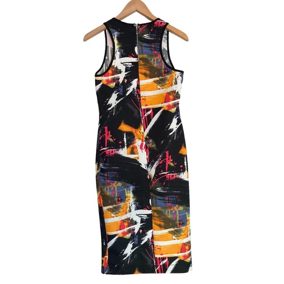 H&M Women's‎ Small Shift DRESS Sleeveless Abstract Print Multi Color Paint Brush - Picture 5 of 12